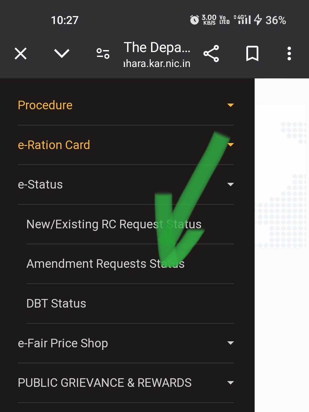 Ration card status